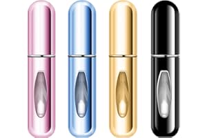 Leikedun 4 Stück 5ml Parfümzerstäuber Nachfüllbar Leer Reise Parfüm Zerstäuber, Mini Portable Sprühflasche mit Fenster für für Handtasche, Reisen, Ferien, Flugreisen (4pc 5ml)