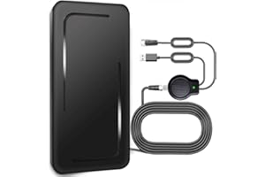 GBOKYN Antenna TV per interni potente TNT HD, ricezione a lungo raggio a 360°, 520 KM antenna TV interna con amplificatore, adatta per 1080P 4K VHF UHF canali TV gratuiti, 7 m di cavo coassiale