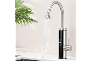 HOMELODY Elektrischer Wasserhahn mit Durchlauferhitzer 230V, Wasserhahn Küche mit Touch-Temperaturregler & LED-Display, Anti-Spritz Edelstahl Küchenarmatur, Durchlauferhitzer Küche, Garten & Camping
