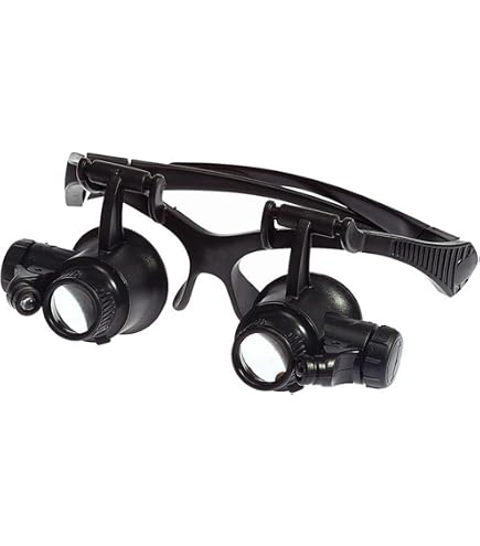 Headband Magnifier Glasses With Light, Handsfree LED Illuminated Head Mount Magnifying Glass With 4 Detachable 5H Hardness Lenses For Watch Electronic Repair Reading Sewing Jewelry Craft, 1.5X To 5X