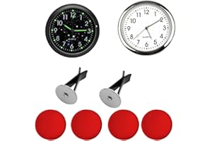 SILENT-QIAOYOU 2 x Mini Vehicle Dashboard Clock, Luminous Car Dashboard Clock, Air Vent Clip Clock, with Double-Sided Sticker and Ventilation Clip, Suitable for Car Decoration