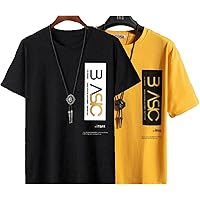 STATUS MANTRA Cotton Regular Fit Half Sleeves Basic Printed T-Shirt T-Shirt for Mens - Combo Pack of 2