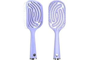 EMBHLITFE Prostowanie włosów Antinode szczotka do rozczesywania włosów prosta kobieta do prostych lub kręconych mokrych włosów spiralny rozczesywanie wszystkich rodzajów włosów (fioletowy)