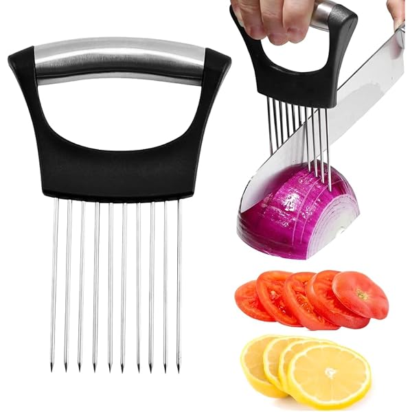 Support Trancheuse Oignon Teegxddy - Acier Inoxydable, Fourchette De Fixation Pour Légumes
