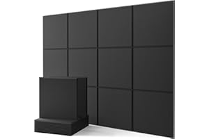 KUCHOOW Panele akustyczne z naklejką, ściana izolacyjna, 12 sztuk, panele akustyczne o wysokiej gęstości do dekoracji ścian i obróbki akustycznej, pianka akustyczna z fazowaną krawędzią (30x30x0,9cm)