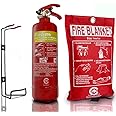 Premium FSS UK 1 Litre AFFF Foam Spray Fire Extinguisher with fire Blanket. CE Marked. Ideal for Boats Homes Kitchen Workplace Offices Warehouses WORKSHOPS GARAGES Hotels Restaurants