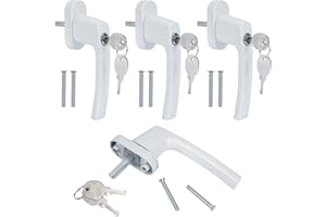 SCLLNDA 4 Stück Fenstergriffe Abschliessbar Kindersicherung mit Schloss in Stiftlänge 35mm Sicherheitsfenstergriff Fenstergriff Weiß Fensterschloss Aluminium Fenster Schloss Kinder