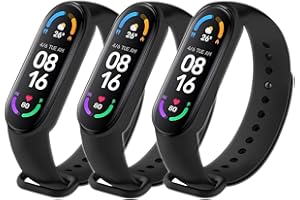 MANTOLO 3 sztuki bransoletek kompatybilnych z Xiaomi Mi Band 7 / Xiaomi Mi Band 6 / Xiaomi Mi Band 5 / Amazfit Band 5, miękki silikon, zapasowy pasek dla kobiet i mężczyzn