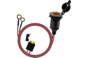 Allume Cigare Socket, Imperméable Prise Allume-Cigare 12V-24V pour Bateau, Moto, Voiture, 1 m 14 AWG Allume cigare câble rallonge prise avec Porte-fusible à Lame