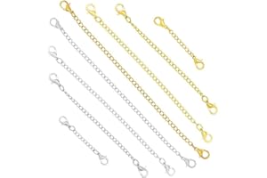 Zeayebsr 8 pezzi collana estensore braccialetto catena di estensione in acciaio inox per accessori gioielli cavigliera creazione di gioielli fai da te donna, oro e argento 4 taglie