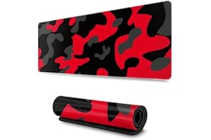 Echoserein Red and Black Camo Camouflage Gaming Mouse Pad Large XL Long Extended Pads Big Mousepad Keyboard Mouse Mat Desk Pad Home Office Decor Accessories for Computer Pc Laptop