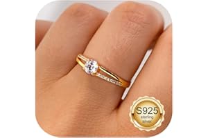 MILACOLATO Bague en Argent 925 pour Femme Bague en Argent Or Ajustable Bague de Fiançailles à Zirconium Cubique Bague de Mariage éternel Bague en Argent pour Femme