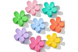 FENSHINE BEAUTY Fenshine 8Pcs Hair Claw Clips Matte Flower Hair Clips, Strong Hold Hair Jaw Clamps for Medium Thick Hair, Non Slip Big Hair Accessories for Women and Girls