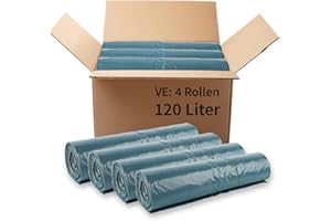Franz Mensch HygoClean Müllsäcke Eco, 120 l, blau, 100 Stück | LDPE, auf Rolle, Müllbeutel, Länge: 110cm x Breite: 70cm, Mülltüte 120 Liter, extra stark