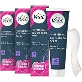 Veet Professional T&uuml;m Cilt Tipleri İ&ccedil;in T&uuml;y D&ouml;k&uuml;c&uuml; Krem, 600ml S&uuml;per Fırsat Paketi (3 x 200 ml)