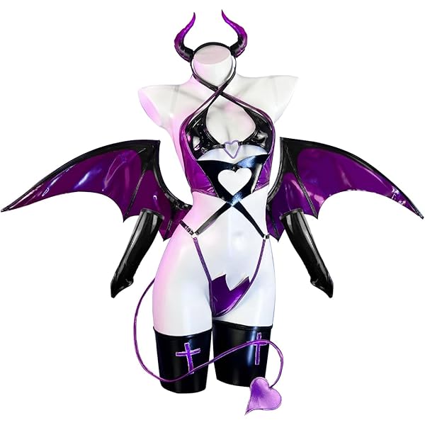 KORURACLUB Castlevania cosplay is inspired by the mysterious and elegant raven Deep black feathers and mesh socks Bodysuits in premium leather fabric(M