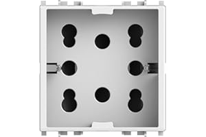 4Box 4B.V14.H21, Side, Presa da Incasso Multistandard 1 Schuko + 2 Bipasso, Compatibile con Vimar Plana, 250 V, Bianca