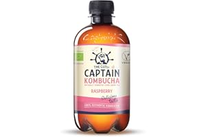 THE GUTSY CAPTAIN KOMBUCHA Gutsy Captain Kombucha - Kombucha Tee, Lebendige Kulturen, Keine Konservanten, Unpasteurisiert, Roh und Vegan - 12 x 400ml (Raspberry)