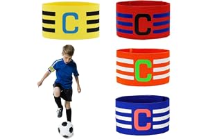 4 justerbara kaptensbindor för barn fotboll | Elastiska armband för vuxna och juniorer. Flerfärgade för sport