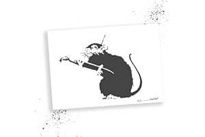 LaserCad Schablonen BANKSY Streetart (B021, Rat with Brush, DIN A4) Stencil für Graffiti, Airbrush, Kunst, Deko, zum Malen