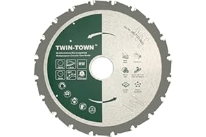 TWIN-TOWN HM - Lama per sega circolare multifunzione, 190 x 30 mm, Z20, ideale per legno, legno con chiodi, acciaio, alluminio, acrilico, plastica, laminato e MDF per sega circolare a batteria
