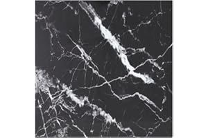 vidaXL Tablero de Mesa Vidrio Templado Diseño Mármol Muebles Mobiliario Repuesto Superficie Comrdor Jardín Patio Terraza Negro 50x50 cm