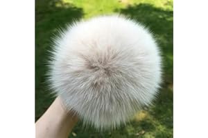 SUKORI 2 Uds Pompón de Piel de Zorro Natural para Sombreros, Gorros, Bolsos y Bufandas - Accesorio DIY