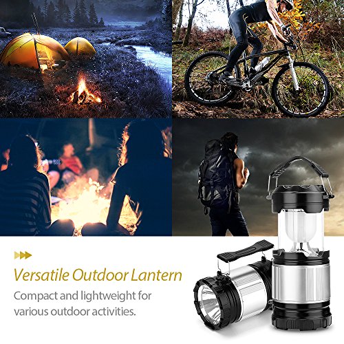 2 x LED Camping Laterne, Vtin zusammenklappbare 500lm tragbar LED Campinglampe mit 3 AA-Batterien, 3 Helligkeitsstufe mit 30 LED, Batteriebetrieb, haltbar Außenleuchte für Wandern, Camping, Notfall Gartenlaterne usw [Energieklasse A+] - 5