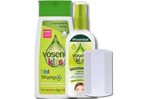 BVO LUXE Vosene Head Lice Repellent Bundle – Kids 3-in-1 Head Lice Repellent Shampoo (250ml), Leave-In Conditioning Repellent Spray (150ml) & Nit Comb – Natural Lice Protection with Tea Tree & Citronella Oils