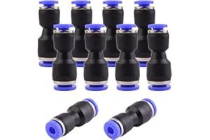ANGEEK 10 connettori rapidi da 6 a 4 mm con diametro variabile, riduttori pneumatici push in attacco rapido per il collegamento ad aria e acqua