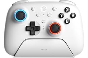 8Bitdo Ultimate 2 Bluetooth Controller for Switch & Windows PC, Switch Pro Controller with TMR Joysticks, Switchable Hall Effect/Tactile Triggers, Vibration and Motion Control, RGB Fire Ring, White