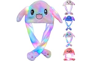 SUNHUITOY Animal Hat Plush Ears Moving Jumping Dress Up Cosplay Party Christmas Holiday Cute Ear Flap Cap for Kids Adults