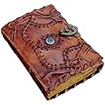 hocus pocus leather book vintage leather journal with deckle edge paper third eye grimoire journal Antique blank spell Wiccan notebook handmade horror special book of shadows 7x5 inch