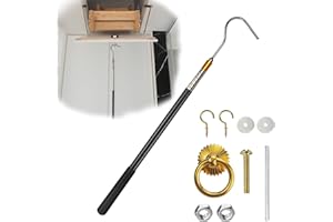 DARLEEYO Telescopic Loft Ladder Pole with Hook Kit - 54-164cm Stainless Scalable Loft Ladders Pull Down System Kit, Adjustable Loft Hatch Catch and Pole Tool, Attic Ladder Pull Hook for Home Hotel Apartment