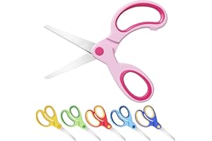 Chiluxendo Tijeras(6Pcs), Formas Manualidades Niños 3 Años para la Mano Izquierda, Escolares Zurdos Punta Redonda Tijera con Tapa, Infantiles para Zurdos Mango Ergonómico, para la Escuela y Aulas