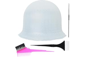 RJMBMUP Pre-punched with Holes Silicone Highlight Caps Hair Color Brush Set Professional Reusable Highlighting Caps with Hook Salon Hairdressing Dyeing Staining Tools for Women Men