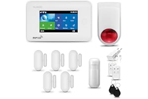 HUXGO® HXA006 Allarme casa senza fili WiFi + GSM con wireless Sirena | Kit allarme con 1x rilevatore di movimento, 5x sensori per porte e finestre, telecomando | TUYA Smartlife App