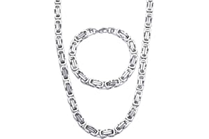 Jewow Bijoux Acier Inoxydable Chaine Collier et Bracelet Ensemble pour les Homme - 21.5cm Bracelet, 60cm Collier