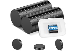 Wzone 20PCS Nero Calamite Piccole, 15x3 mm Mini Calamita Frigorifero Potenti Rotondo Magneti Neodimio per Artigianato Mappe Ufficio Scuola Cucina Casa