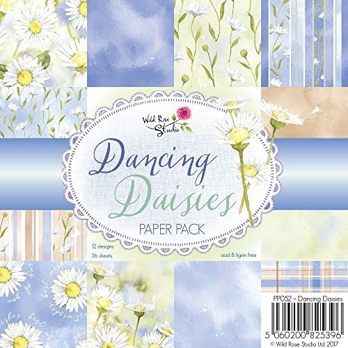 Wild Rose Studio Dancing Daisies Patterned, Paper, Multi-Colour, 0.5 x 15.5 x 15.5 cm