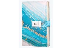 Dzhzal Schreibtagebuch mit Schloss für Damen, Mädchen, Jungen, Teenager, Kinder, Kunstleder, Persönliches Tagebuch, Nachfüllbar, Liniertes Papier, Passwort-Notizbücher A5