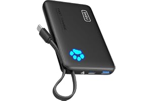 INIU Smaller 10000mAh Power Bank, 45W PD Fast Charging Portable Charger | Flashlight, Built in USB C Cable, Flight-Safe, Travel Essential, Battery Phone Pack for iPhone 18 17 16 Samsung S26 Honor etc