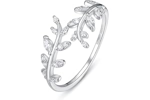 FOREVER QUEEN Bagues pour femmes Feuille d'Olivier Bagues 18k Or Couronne d'olives Ajustable Bagues en argent 925