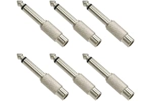 VCE 6 Pezzi Adattatore Audio RCA Femmina－Jack 6.3mm Maschio Mono Connettore Rca Femmina Spina Jack 6.3