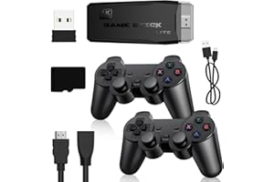 WARMFUNN Console per videogiochi retrò, con 2 controller di gioco, oltre 10000 giochi, 9 emulatori, uscita HDMI 4K, per 4 giocatori, Plug and Play, gamestick wireless per TV, computer e proiettore