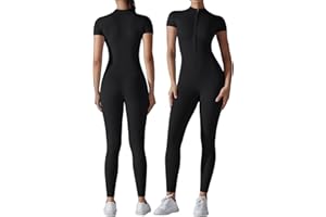 SEAUR Combinaison de Sport Yoga Sexy Manches Courtes Femme Jumpsuit de Sport Fitness Dame Body de Yoga Skinny Une Pièce L