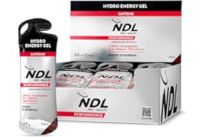 NDL Pro-Health Hydro Energy Gel - Gel energeticI sportivo con carboidrati e sali minerali - Basso contenuto di zuccheri, apporto energetico immediato - Gusto cola, by Rafa Nadal (Con caffeina)