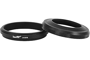 Haoge LH-X51B 2in1 All Metal Ultra-Thin Lens Hood Shade with 49mm Adapter Ring Set for Fuji X100VI Fujifilm FinePix X100V Camera Black