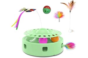 SCHITEC Jouet Interactif pour Chat, [4 en 1] Electrique Chat Jouet Plume de Papillon Rotative Automatique et Trous de Cachette et de Recherche pour Souris pour Chatons d'intérieur