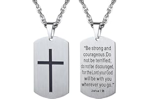 PROSTEEL Cross Necklace for Men, Lord's Prayer Cross Pendant with Adjustable Chain 22-24 Inches 316L Stainless Steel Bible Verse Christian Gifts for Men (with Gift Box)